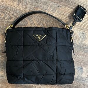 Prada Black Quilted Shoulder Bag with Gold Hardware